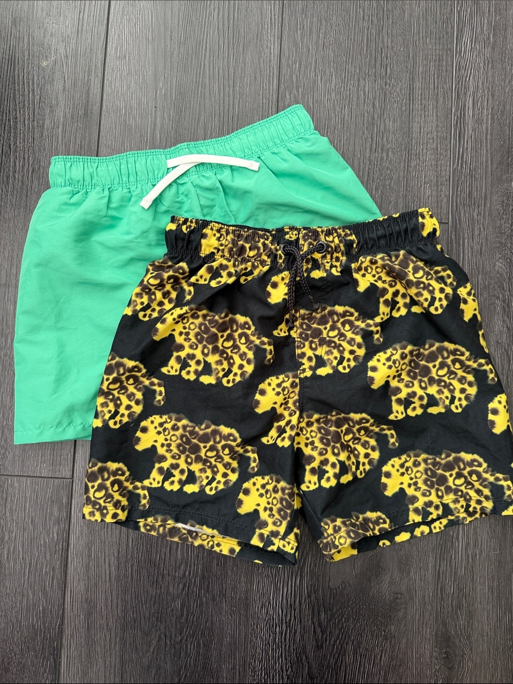 H&M Boys Trunks 2Pk - Mint Green Swim Short & Leopard Rop Van Mierlo Print